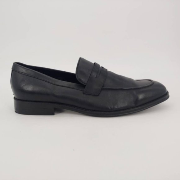 Express Shoes Express Mens Penny Loafer Dress Shoes Black Leather
